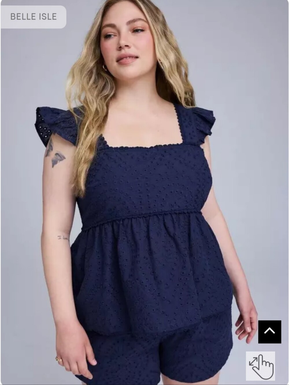 Navy Eyelet Babydoll Top